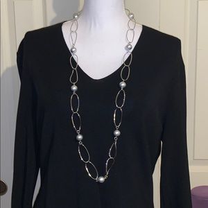 Versatile Silver & Faux Pearl Necklace & bracelet